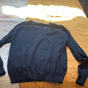Minnie Rose Deep Blue V-Neck Sweater